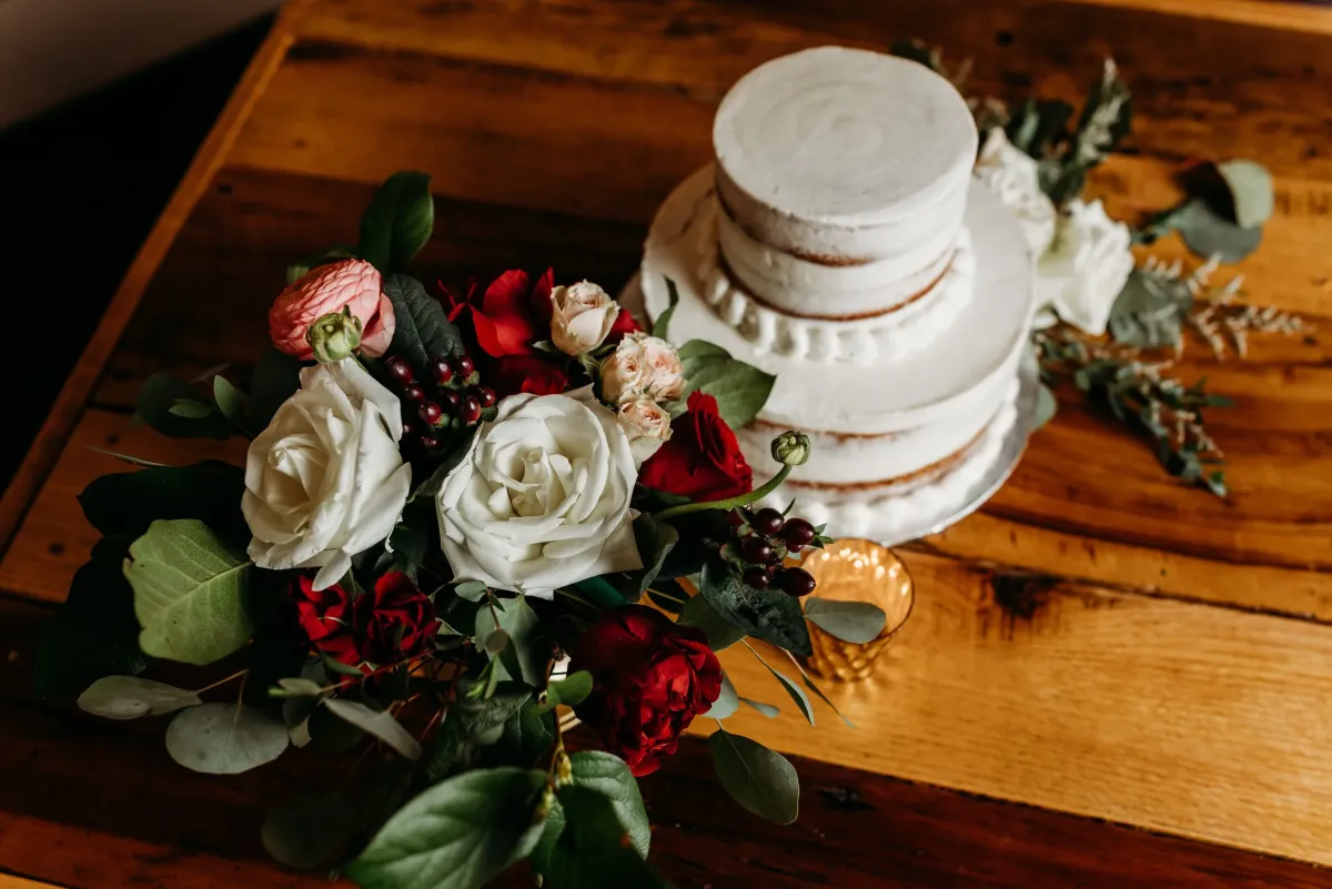 Carmine wedding florals by Heather Florals