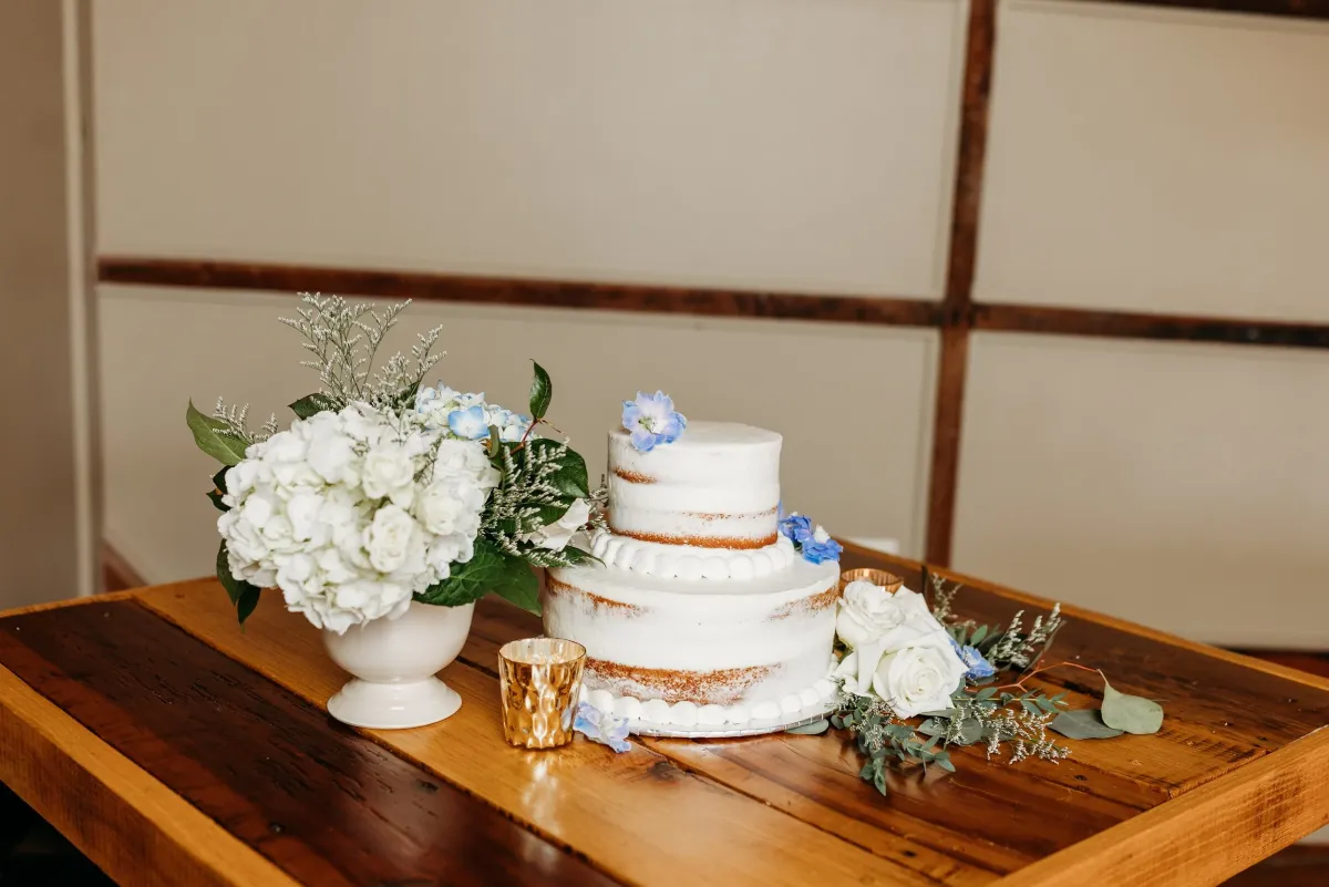 Something Blue garden arrangement