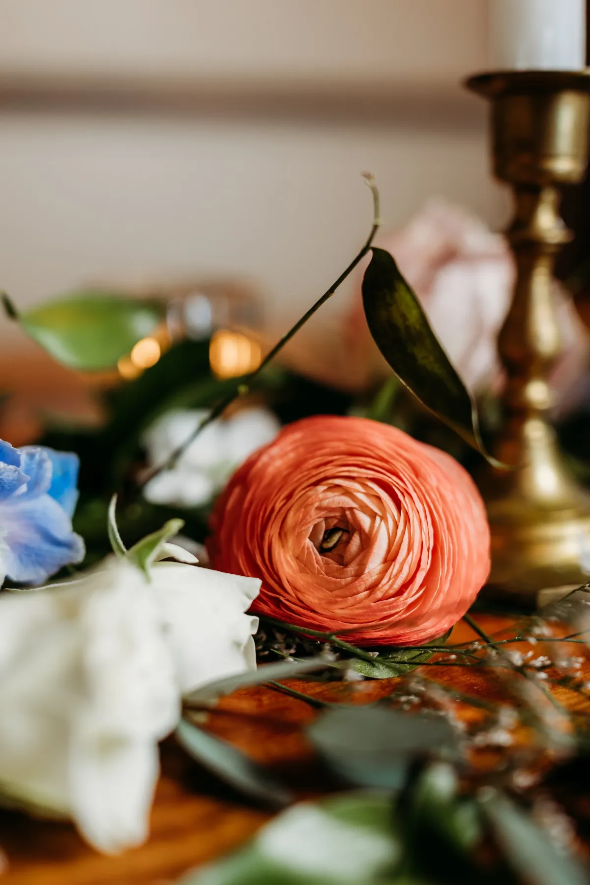 Bright, loose garden-style bridal bouquet by Heather Florals