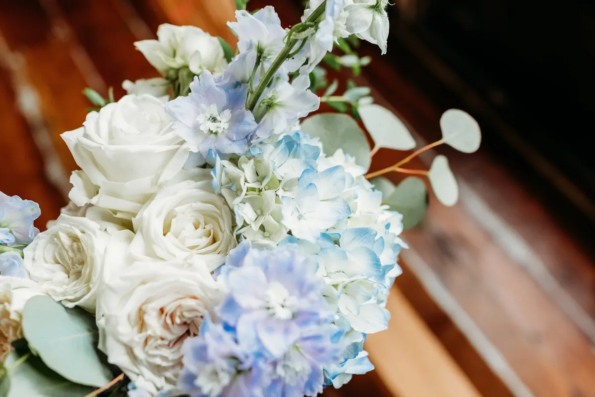 Something Blue bridal bouquet by Heather Florals